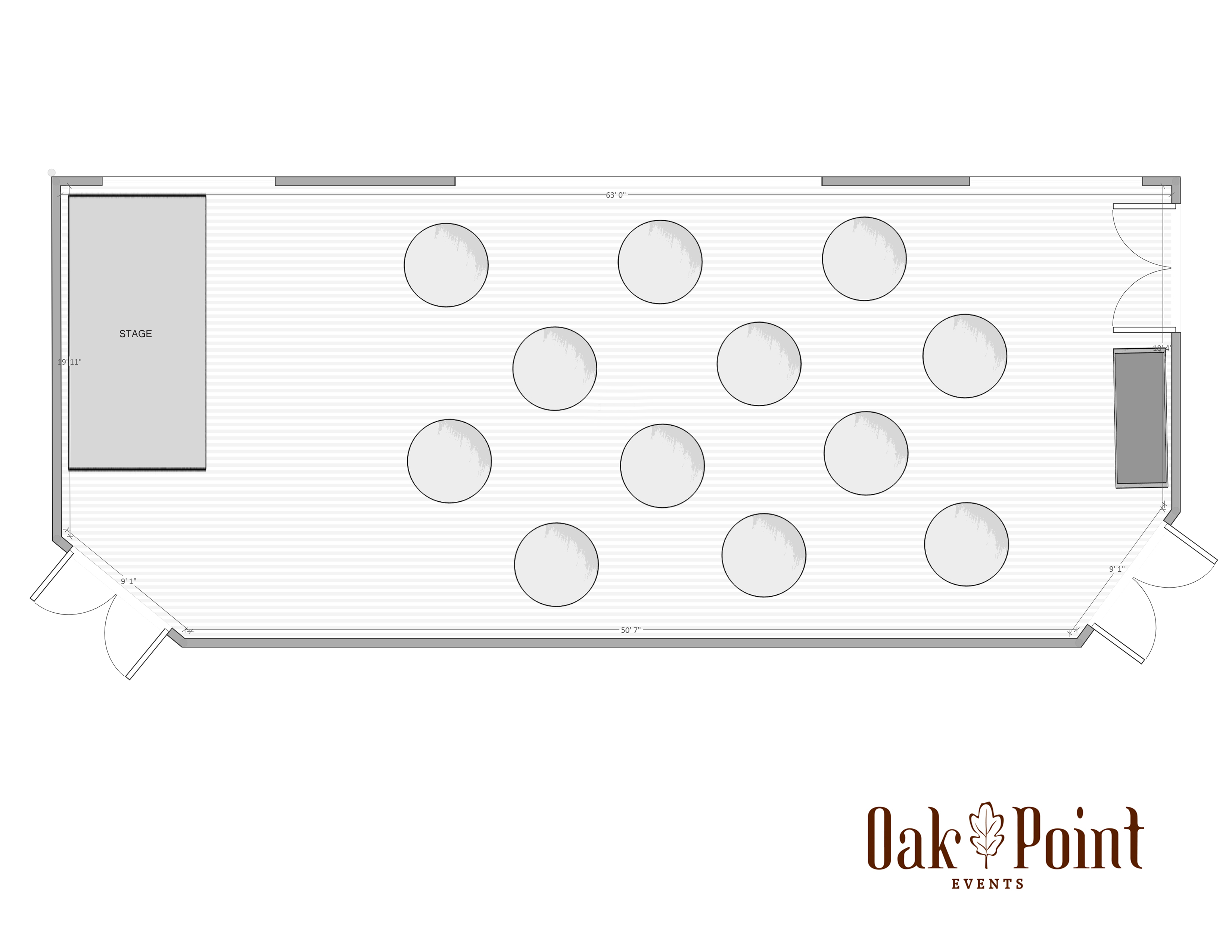Oak Point Events Floorplan with Sample Layout